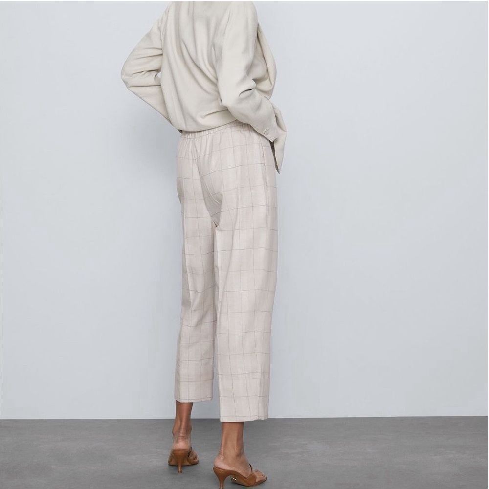 NWT Zara Cropped Cuffed Plaid Pants XS - Picture 4 of 12
